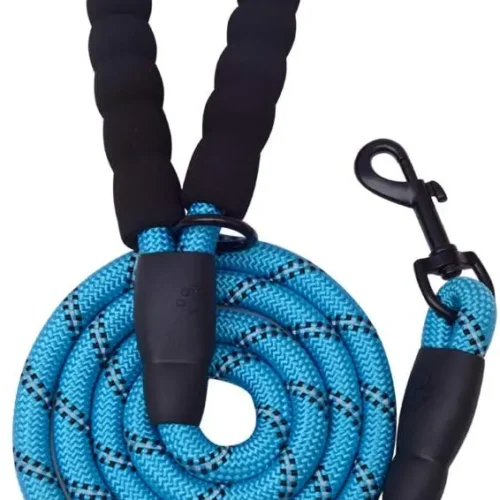 5 FT Thick Highly Reflective Dog Leash- Blue